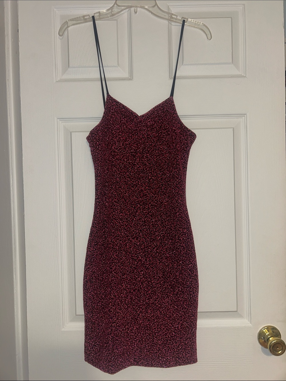 Lux Speckled Wine Mini Slip Dress with Black Straps